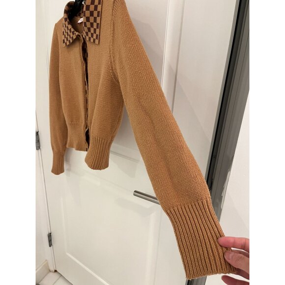 Lisa Says Gah Checkered Cropped Cardigan Sweater XS/S - Picture 5 of 9